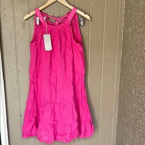 Bellambia made in Italy linen  Pink Sleeveless tiered Dress